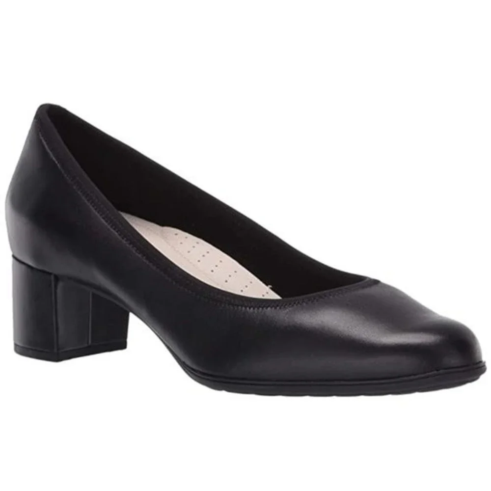 6 2E  EXTRA WIDE Aravon Women's Classic Career Dress‎ Black Leather Pumps Heels